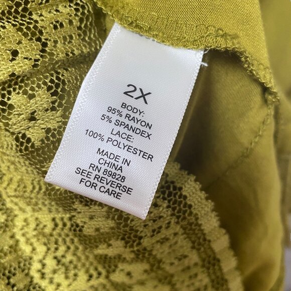 LOGO by Lori Goldstein Womens Top Tunic Tank Plus Size 2X Green Stretch Rayon - Picture 8 of 8